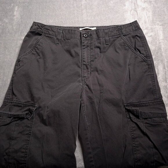 Levis Womens 94 Baggy Cargo Pants Black Relaxed Fit 32 Adjustable Drawstring Hem - Picture 5 of 8